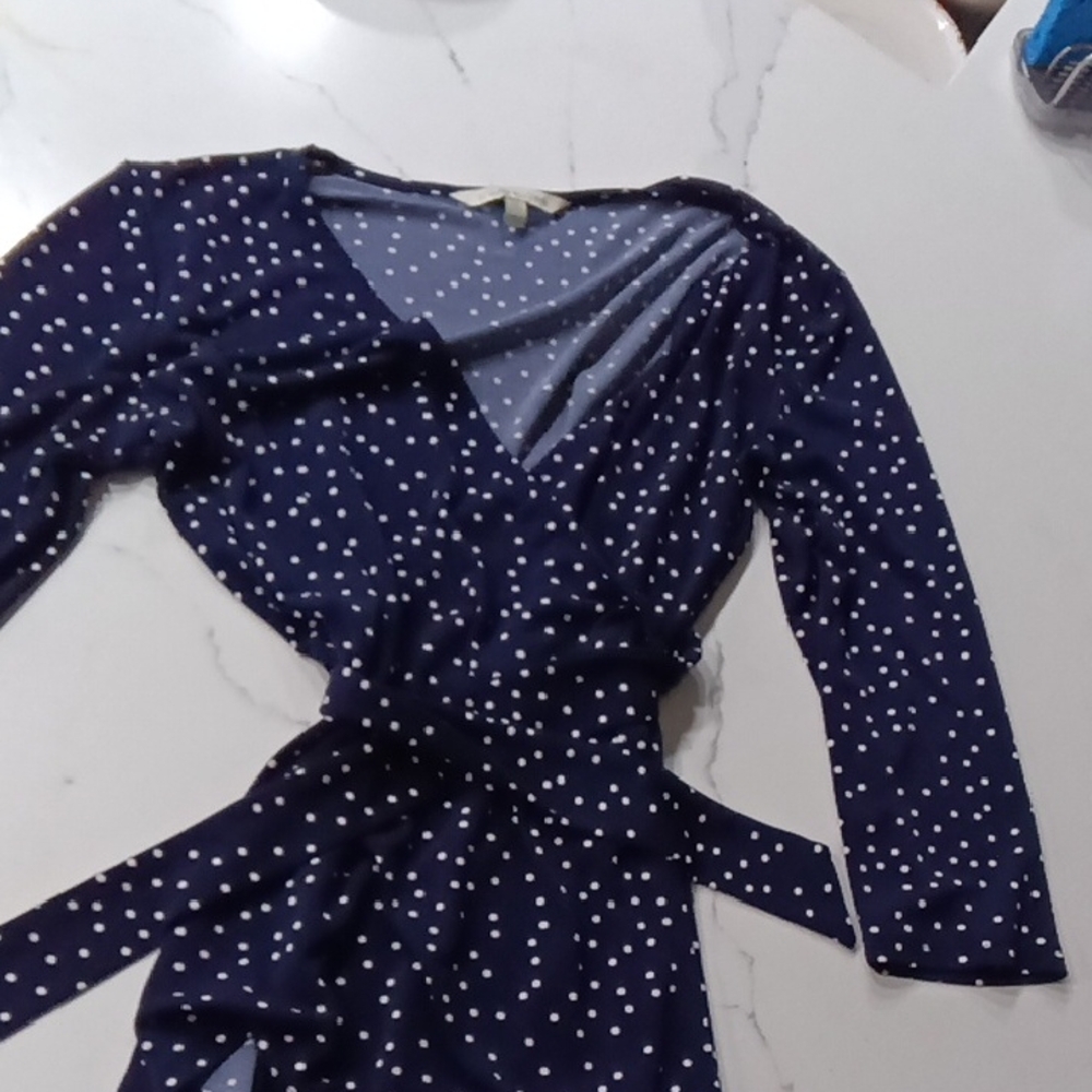 41 Hawthorn Navy and White Polka Dot Blouse